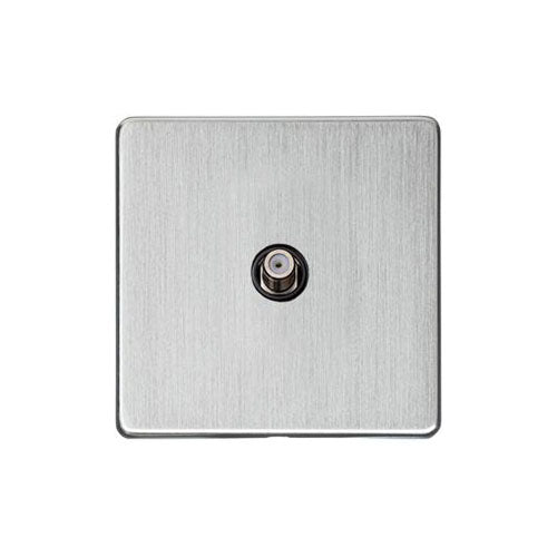 Studio Range Satin Chrome Switches & Sockets, Y33 - 1 Gang Satellite Socket by Heritage Brass By M-Marcus