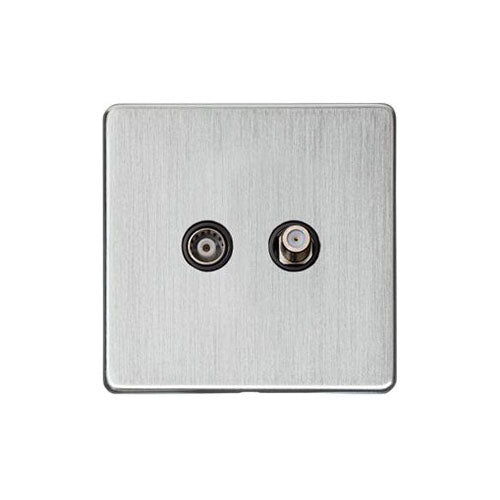 Studio Range Satin Chrome Switches & Sockets, Y33 - TV/Satellite Socket by Heritage Brass By M-Marcus
