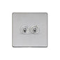 Studio Range Satin Chrome Switches & Sockets, Y33 - 2 Gang Toggle Switch by Heritage Brass By M-Marcus
