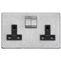 Studio Range Satin Chrome Switches & Sockets, Y33 - Double Socket (13 Amp) by Heritage Brass By M-Marcus