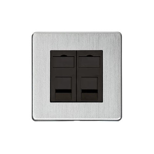 Studio Range Satin Chrome Switches & Sockets, Y33 - 2 Gang Secondary Line Socket by Heritage Brass By M-Marcus