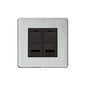 Studio Range Satin Chrome Switches & Sockets, Y33 - 2 Gang Secondary Line Socket by Heritage Brass By M-Marcus