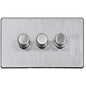 Studio Range Satin Chrome Switches & Sockets, Y33 - 3 Gang Dimmer 250 watts (Compatible with halogen/ incandescent bulbs) by Heritage Brass By M-Marcus