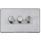 Studio Range Satin Chrome Switches & Sockets, Y33 - 3 Gang Dimmer 400 watts (Compatible with halogen/ incandescent bulbs) by Heritage Brass By M-Marcus