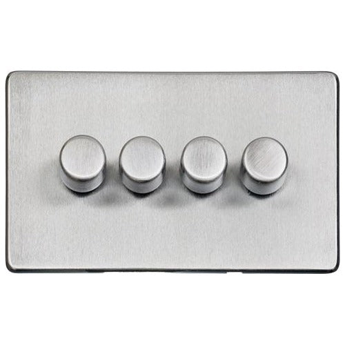 Studio Range Satin Chrome Switches & Sockets, Y33 - 4 Gang TED Dimmer (Compatible with LED Lamps) by Heritage Brass By M-Marcus