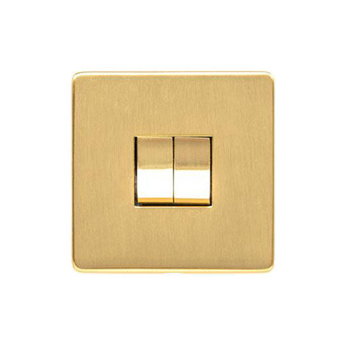 Studio Range Satin Brass Switches & Sockets, Y44 - 2 Gang Rocker Switch by Heritage Brass By M-Marcus