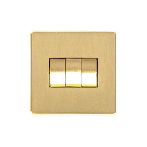 Studio Range Satin Brass Switches & Sockets, Y44 - 3 Gang Rocker Switch by Heritage Brass By M-Marcus