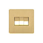 Studio Range Satin Brass Switches & Sockets, Y44 - 3 Gang Rocker Switch by Heritage Brass By M-Marcus