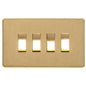 Studio Range Satin Brass Switches & Sockets, Y44 - 4 Gang Rocker Switch by Heritage Brass By M-Marcus
