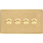 Studio Range Satin Brass Switches & Sockets, Y44 - 4 Gang Toggle Switch by Heritage Brass By M-Marcus