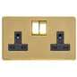 Studio Range Satin Brass Switches & Sockets, Y44 - Double Socket (13 Amp) by Heritage Brass By M-Marcus