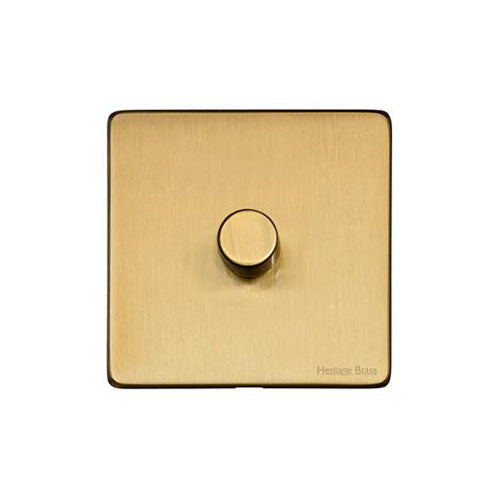 Studio Range Satin Brass Switches & Sockets, Y44 - 1 Gang TED Dimmer (Compatible with LED Lamps) by Heritage Brass By M-Marcus