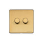 Studio Range Satin Brass Switches & Sockets, Y44 - 2 Gang Dimmer 400 watts (Compatible with halogen/ incandescent bulbs) by Heritage Brass By M-Marcus