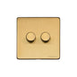 Studio Range Satin Brass Switches & Sockets, Y44 - 2 Gang TED Dimmer (Compatible with LED Lamps) by Heritage Brass By M-Marcus
