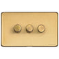 Studio Range Satin Brass Switches & Sockets, Y44 - 3G Multi Location Secondary Dimmer by Heritage Brass By M-Marcus