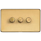 Studio Range Satin Brass Switches & Sockets, Y44 - 3 Gang Dimmer 400 watts (Compatible with halogen/ incandescent bulbs) by Heritage Brass By M-Marcus