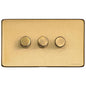 Studio Range Satin Brass Switches & Sockets, Y44 - 3 Gang TED Dimmer (Compatible with LED Lamps) by Heritage Brass By M-Marcus