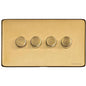 Studio Range Satin Brass Switches & Sockets, Y44 - 4 Gang Dimmer 250 watts (Compatible with halogen/ incandescent bulbs) by Heritage Brass By M-Marcus