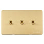 Studio Range Satin Brass Switches & Sockets, Y44 - 3 Gang Stockholm Toggle by Heritage Brass By M-Marcus