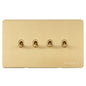 Studio Range Satin Brass Switches & Sockets, Y44 - 4 Gang Stockholm Toggle by Heritage Brass By M-Marcus