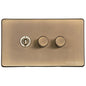 Studio Range Antique Brass Switches & Sockets, Y91 - 3G Mixed Toggle Dimmer Switch 1xToggle 2xTED by Heritage Brass By M-Marcus