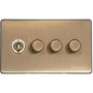 Studio Range Antique Brass Switches & Sockets, Y91 - 4G Mixed Toggle Dimmer Switch 1xToggle 3xTED by Heritage Brass By M-Marcus