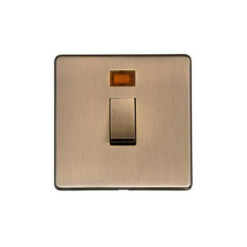 Studio Range Antique Brass Switches & Sockets, Y91 - 20A Double Pole Switch with Neon by Heritage Brass By M-Marcus