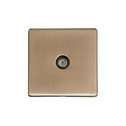 Studio Range Antique Brass Switches & Sockets, Y91 - 1 Gang Isolated TV Coaxial Socket by Heritage Brass By M-Marcus