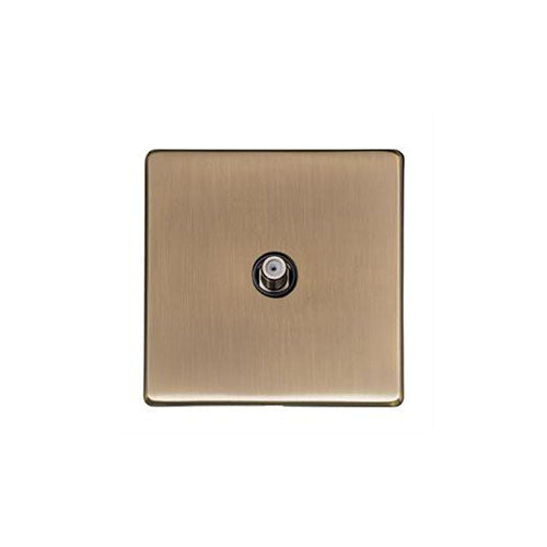 Studio Range Antique Brass Switches & Sockets, Y91 - 1 Gang Satellite Socket by Heritage Brass By M-Marcus