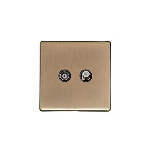 Studio Range Antique Brass Switches & Sockets, Y91 - TV/Satellite Socket by Heritage Brass By M-Marcus