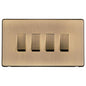 Studio Range Antique Brass Switches & Sockets, Y91 - 4 Gang Rocker Switch by Heritage Brass By M-Marcus