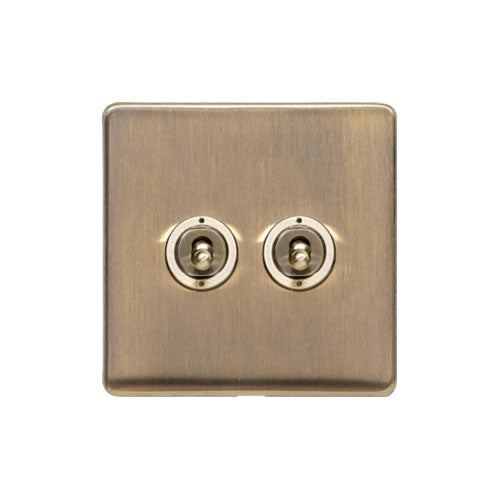 Studio Range Antique Brass Switches & Sockets, Y91 - 2 Gang Toggle Switch by Heritage Brass By M-Marcus