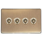 Studio Range Antique Brass Switches & Sockets, Y91 - 4 Gang Toggle Switch by Heritage Brass By M-Marcus