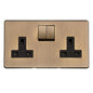 Studio Range Antique Brass Switches & Sockets, Y91 - Double Socket (13 Amp) by Heritage Brass By M-Marcus