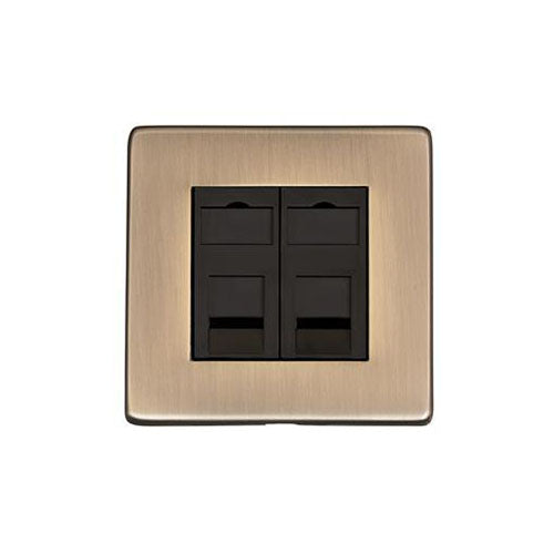 Studio Range Antique Brass Switches & Sockets, Y91 - 2 Gang Master Line Socket by Heritage Brass By M-Marcus