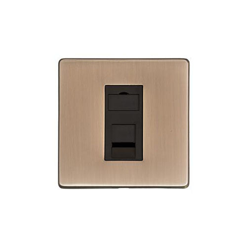 Studio Range Antique Brass Switches & Sockets, Y91 - 1 Gang CAT6 by Heritage Brass By M-Marcus