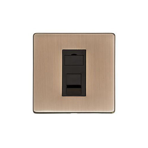 Studio Range Antique Brass Switches & Sockets, Y91 - 1 Gang RJ11 by Heritage Brass By M-Marcus