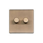 Studio Range Antique Brass Switches & Sockets, Y91 - 2 Gang Dimmer 250 watts (Compatible with halogen/ incandescent bulbs) by Heritage Brass By M-Marcus