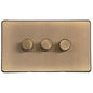 Studio Range Antique Brass Switches & Sockets, Y91 - 3 Gang TED Dimmer (Compatible with LED Lamps) by Heritage Brass By M-Marcus