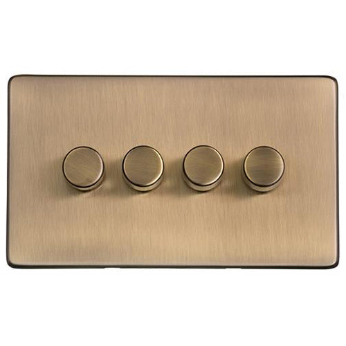 Studio Range Antique Brass Switches & Sockets, Y91 - 4 Gang Dimmer 250 watts (Compatible with halogen/ incandescent bulbs) by Heritage Brass By M-Marcus