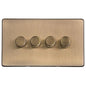 Studio Range Antique Brass Switches & Sockets, Y91 - 4 Gang Dimmer 250 watts (Compatible with halogen/ incandescent bulbs) by Heritage Brass By M-Marcus