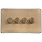 Studio Range Antique Brass Switches & Sockets, Y91 - 4 Gang TED Dimmer (Compatible with LED Lamps) by Heritage Brass By M-Marcus