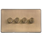 Studio Range Antique Brass Switches & Sockets, Y91 - 4 Gang Dimmer 400 watts(Compatible with halogen/ incandescent bulbs) by Heritage Brass By M-Marcus