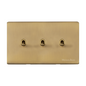Studio Range Antique Brass Switches & Sockets, Y91 - 3 Gang Stockholm Toggle by Heritage Brass By M-Marcus