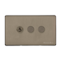 Studio Range Aged Pewter Switches & Sockets, YAP - 3G Mixed Toggle Dimmer Switch 1xToggle 2xTED by Heritage Brass By M-Marcus