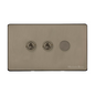 Studio Range Aged Pewter Switches & Sockets, YAP - 3G Mixed Toggle Dimmer Switch 2xToggle 1xTED by Heritage Brass By M-Marcus