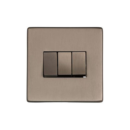 Studio Range Aged Pewter Switches & Sockets, YAP - 3 Gang Rocker Switch by Heritage Brass By M-Marcus