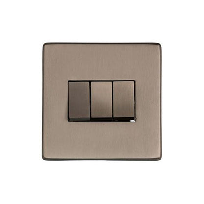 Studio Range Aged Pewter Switches & Sockets, YAP - 3 Gang Rocker Switch by Heritage Brass By M-Marcus