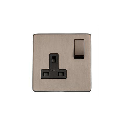 Studio Range Aged Pewter Switches & Sockets, YAP - Single Socket (13 Amp) by Heritage Brass By M-Marcus
