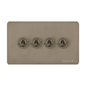 Studio Range Aged Pewter Switches & Sockets, YAP - 4 Gang Toggle Switch by Heritage Brass By M-Marcus